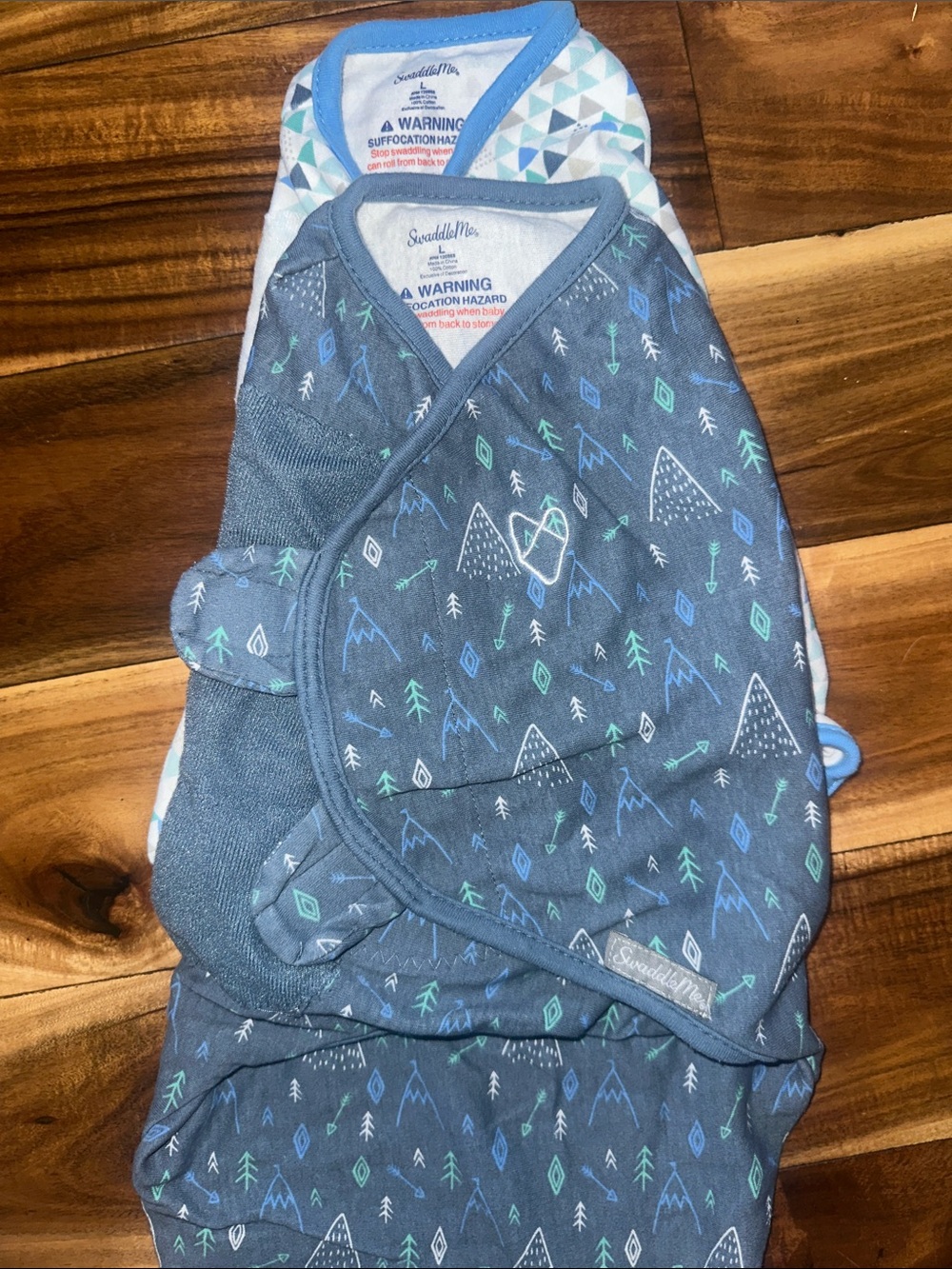 SwaddleMe Gray Blue Green Printed Kids Pajama Swaddle